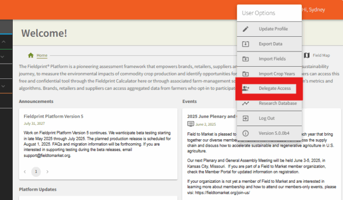 Delegate Access – Fieldprint Platform Help