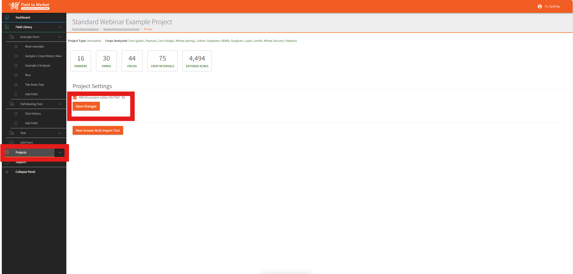 Enabling FSA for a Fieldprint Project – Fieldprint Platform Help